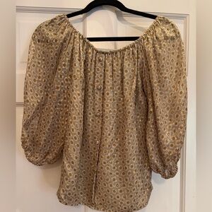 Chic Women's Blouse with Gold sunflowers designer fabric